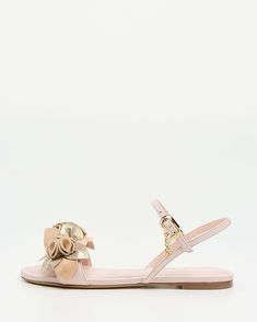 Floral Gold Flat Sandals