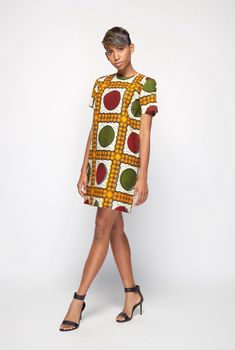 Multicolor Shift Mini Dress With Short Sleeves, Geometric Pattern Short Sleeve Dresses, Cape Dress Pattern, Shift Dress Pattern, Dress Design Drawing, Dresses Australia, Short Sleeve Shift Dress, African Print Dresses, African Print Fashion Dresses