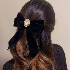 Width: 2.8” Length: 3.5” Beachy Hair, Chinese Hair Accessories, Black Hair With Highlights, Bow Hairstyle, Ribbon Hairstyle, Bow Decor, Easy Hairstyles For Long Hair, Bow Hair Clips, Free Hair