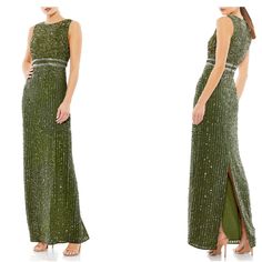 Olive Green, Never Worn, Still In The Bag. Unable To Return To Store (Past Return Date Policy). Nude Style, Puff Sleeve Gown, Feather Gown, Mac Duggal Dress, Blue Sequin Dress, Long Formal Gowns, Fuchsia Dress, Mac Duggal Dresses, Green Gown