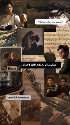 a collage of photos with words and pictures on them that say paint me as villain