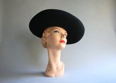 1950s Frank Olive Hat / Vintage 60s Wide Brim Hat / 50s Black Wool Felt Hat Olive Hat, Hat Stands, Felt Hat, Wide Brimmed Hats, Brim Hat, Hat Making, Vintage 60s, Wide Brimmed, Hats Vintage