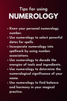 a cell phone with the text, tips for using numerology