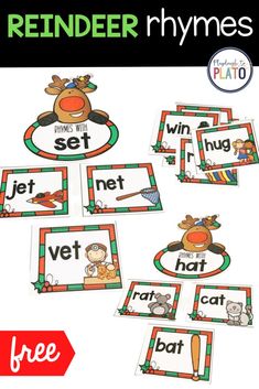 reindeer phonics game with pictures and words