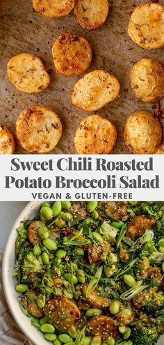 sweet chili roasted potato broccoli salad with vegan and gluen - free