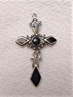 Handmade Black Cross Jewelry, Black Spiritual Collectible Jewelry, Black Sterling Silver Cross Jewelry, Gothic Vintage, Gothic Necklace, Black Cross, Black Onyx Stone, Little Designs, Cross Jewelry