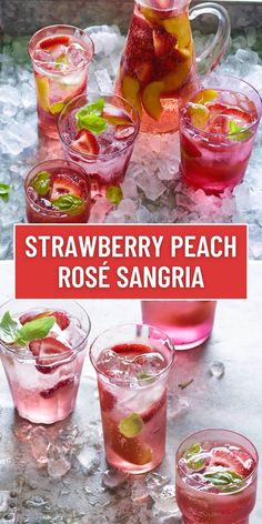 Experience summer in a glass with this Strawberry Peach Rosé Sangria! Refresh your gatherings with a delightful and fruity drink idea that everyone will love. Save this pin now and impress your guests with the ultimate summer beverage! Strawberry Peach Sangria, Popular Summer Cocktails, Strawberry Jalapeno Margarita, Pineapple Sangria, Birthday Cocktails Recipes, Summer Sangria Recipes, Strawberry Basil Lemonade