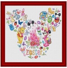 Model stitched on 14 ct. Aida Zweigart using DMC thread. Stitch count is 150 x 170. Disney Cross Stitch Patterns, Disney Cross Stitch, Easter Cross, Cross Stitch Fabric, Dmc Floss, Counted Cross Stitch Kits, Cross Stitch Charts, Cross Stitch Kits, Stitch Disney