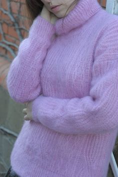 Mohair Women's turtleneck Sweater Wool Pullover Hand Knit | Etsy Pink Mohair Sweater For Fall, Oversized Mohair Turtleneck Sweater, Hand Knitted Pink Mohair Sweater, Pink Turtleneck Soft Knit Sweater, Fitted Pink Mohair Sweater, Mohair Sweater Knit, Hand Knit Cardigan, Mohair Sweaters, Apricot Sweater