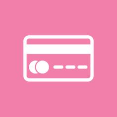 a pink background with a white icon of a credit card