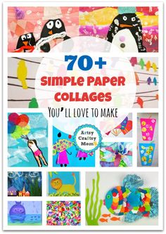 the book cover for 70 + simple paper collages you'll love to make