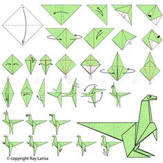 Como fazer Dinossauros de Papel com Origami passo a passo Dinosaur Origami, Origami Tattoo, Kraf Kertas, Tutorial Origami, Origami Ball