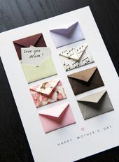 there are many different types of envelopes on the card that says happy mother's day