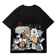 Cotton short sleeve shirt, rib knit crewneck, text patch at chest, dog design printed at front and back. Composition - Cotton Asian Sizing: Size Up 1 Size For US/EU Fit Size Up 2 Sizes For US/EU Oversized Fit Hipster Prints, Cartoon Dogs, Top Streetwear Brands, Aelfric Eden, Autumn T Shirts, Bleachers, Vetements T Shirt, Streetwear Tshirt, Cartoon Dog