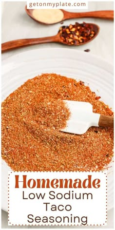 homemade low sodium taco seasoning recipe on a white plate