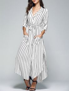 Blue Denim Long Sleeve Maxi Dress BLUE: Maxi Dresses | ZAFUL Trendy Maxi Dresses, Black White Maxi Dress, Cheap Maxi Dresses, Sammy Dress, Style Maxi Dress, Dress With Pockets, Lapel Collar, Womens Maxi Dresses