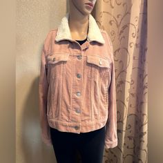 Pacsun, Women’s Pearl Pink, Corduroy Button Jacket, Us Size M. Please View Photos And Feel Freely To Ask Any Questions. Thank You For Visiting. Spring Corduroy Outerwear With Buttons, Spring Corduroy Outerwear With Snap Buttons, Pink Corduroy Outerwear With Pockets, Fitted Pink Button-up Outerwear, Pink Button-up Denim Jacket, Cozy Pink Button-up Outerwear, Cheap Pink Button-up Outerwear, Pink Cotton Button-up Denim Jacket, Pink Corduroy