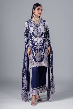 Khaadi EST24220 Navy Eid Prets 2024 Spring Formal Printed Lawn Suit, Elegant Digital Print Suits For Eid, Elegant Digital Print Suits For Formal Occasions, Elegant Suits With Digital Print For Formal Occasions, Elegant Formal Suits With Digital Print, Blue Printed Lawn Suit For Wedding, Formal Digital Print Sets For Eid, Formal Sets With Digital Print For Eid, Elegant Wedding Suits With Digital Print