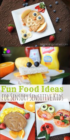 some food that is made to look like an owl and the words fun food ideas for kids