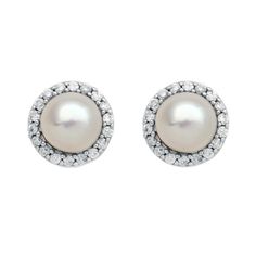 Accessorize in style with these sterling silver freshwater cultured pearl & lab-created white sapphire halo stud earrings. Click on this JEWELRY & WATCHES GUIDE to learn about fit, styles, materials and more! Accessorize in style with these sterling silver freshwater cultured pearl & lab-created white sapphire halo stud earrings. Click on this JEWELRY & WATCHES GUIDE to learn about fit, styles, materials and more! FEATURES Dimensions: 9.45 mm x 9.45 mm Backings: push-on screw-off Nickel safe Met Anniversary White Gold Pearl Earrings With Halo Design, White Gold Pearl Earrings With Halo Design For Anniversary, White Gold Pearl Earrings With Halo Design, Sterling Silver Pearl Earrings With Diamond Accents, Classic Pearl Earrings With Halo Design For Gifts, Halo Stud Earrings, Halo Earrings Studs, White Sapphire, Cultured Pearls