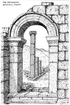 a drawing of an arch in the wall