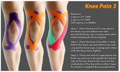 Knee Taping, Knee Pain Relief Exercises, K Tape, Kt Tape, Knee Pain Exercises, Kinesio Taping, Kinesiology Taping, Knee Exercises, Planet Fitness