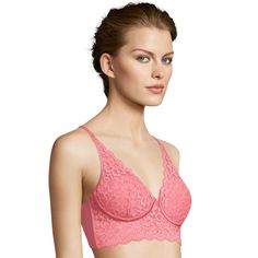 Maidenform Bras: Casual Comfort Convertible Lace Bralette DM1188, Women's, Size: 36 D, Med Pink Lace Camisole Bra With Removable Pads, Full Coverage Lace Nursing Bra With Delicate Lace, Feminine Full Coverage Bra With Lace Trim, Lace Nursing Bra With Removable Pads, Lace Camisole With Removable Bra Pads, Lace Bra With Sweetheart Neckline And Lace Trim, Lace Push-up Bra With Lace Closure, Lace Camisole With Built-in Bra, Feminine Lace With Built-in Bra