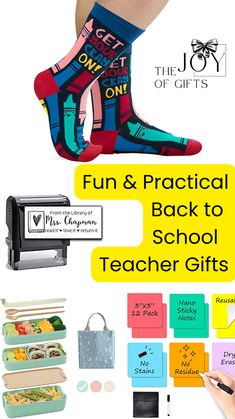 the back to school teacher gifts are on display in this advert for the joy of gifts