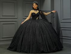 Qencenera Dresses Black, Luxury Black Ball Gown For Quinceanera, Luxury Black Ball Gown Quinceanera Dress, Big Poofy Black Wedding Dress, Black Floor-length Gown For Quinceanera, Black Quinceanera Dresses, Black Bridal, Quinceanera Party, Black Wedding Dresses