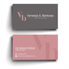 two business cards with the letter vb in pink and grey on each one side