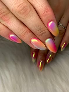 Spring Nails Ombré Aura Nails, Airbrush Nail Designs Ombre, Neon Aura Nails, Airbrush Nail Designs, Nail Designs Ombre, Airbrush Nail, Airbrush Nail Art, Aura Nails, Airbrush Nails