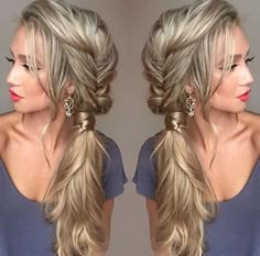 Stunning Side Ponytail – Images, Guide, Steps, Tips, Styles, Etc Easy Updos For Long Hair, Luxy Hair, Cute Simple Hairstyles, Fishtail Braid, Hair Styles 2017