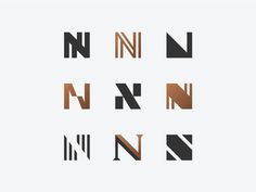 the letters n and n are made up of different colors, shapes and font patterns