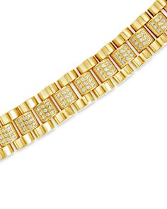 Add elegant details to your favorite looks by wearing this CZ accent watch band chain bracelet! This gorgeous piece is accented with CZ stones and is available in gold and silver tones. Materials: 14K gold or rhodium plated stainless steel, cubic zirconia Features: Measures 7" length, 0.45" width, 1mm CZ stones, Lead & Nickel free, foldover single-channel clasp Luxury Cubic Zirconia Tennis Bracelet With Solid Link Construction, Luxury Metal Bracelets With Diamond Accents, Luxury Metal Bracelets With Bling, Gold Diamond Watch With Bling, Elegant Cuban Link Bracelet With Cubic Zirconia, Luxury Cubic Zirconia Chain Bracelet With Diamond Accents, Gold Diamond Watch With Cubic Zirconia Bling, Elegant Diamond Watch With Bling, Gold Embellished Cubic Zirconia Diamond Watch