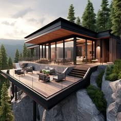 a modern house on top of a cliff