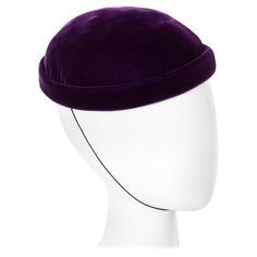 Vintage Givenchy Boutique Purple Silk Velvet hat. The hat is structured with a rolled brim and an elastic chin strap. Fully lined and fitted with a grosgrain ribbon sweatband. Excellent condition. Size estimate: One size fits most Circumference: 22. 5 inches Velvet Purple, Vintage Givenchy, Velvet Hat, Feather Hat, Cream Silk, Purple Silk, Amethyst Purple, Cate Blanchett, Purple Velvet