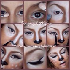 Halloween Makeup | Bambi/Deer Inspired Pictorial Huntress Makeup, Carnaval Make-up, Halloween Makeup For Kids, Deer Makeup, Youtube Makeup, Kids Makeup