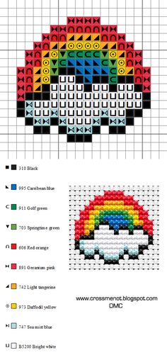 a cross stitch pattern with an image of a rainbow