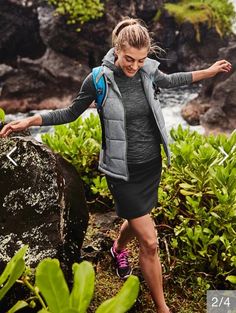 Hiking Dresses For Women, Hiking Skirt Outfit, Woman With Suitcase, Outdoors Outfits, Apparel Photography, Cozy Camper, Hiking Skirt, Climbing Outfit Woman, Climbing Outfits