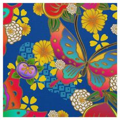 an image of a butterfly and flowers on a blue background with text that says japanese kimono pattern by monel - kaboo