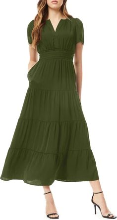 BY DESIGN Rio Tiered Maxi Dress | Nordstromrack Flattering Maxi Dress, Modest Midi Dress, Tiered Maxi Dress, Style Maxi Dress, Tiered Dress, Beautiful Dresses, Girl Fashion, Split, Midi Dress