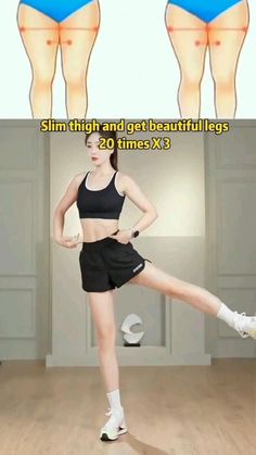 a woman in shorts is doing an exercise