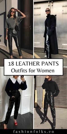 Take your leather pants from edgy to elevated with these 18 trendy and tailored outfit ideas for women. Leather Pants Date Outfit, How To Style Leather Pants Party, Edgy Leather Pants Outfit, Bodysuit Leather Pants Outfit, Black Cargo Leather Pants Outfit, Vintage Leather Pants Outfit, Black Leather Pants Concert Outfit, Black Leather Pants With White Shirt, Wide Leather Trousers Outfit