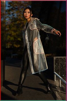 Clear Raincoat, Stylish Raincoats, Rainwear Fashion, Vinyl Raincoat, Spring Showers, Pose References, Womens Jackets, Raincoats For Women, Leather Trench Coat