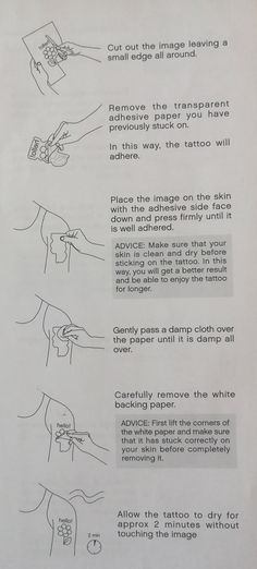 instructions on how to remove tattoos from the back of a sheet of paper with ink