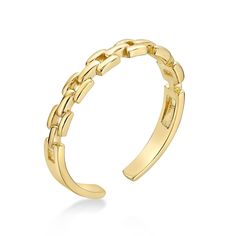 Dainty and on-trend, this link chain adjustable open toe ring in 10K gold is a stylish accessory you'll want to wear all summer long. Created in warm 10K gold This open design glistens with a row of sculpted chain "links" across the center. This toe ring is adjustable to fit most any size. Trendy Adjustable Chain Open Ring, Trendy Adjustable Open Chain Ring, Adjustable Yellow Gold Open Chain Ring, Adjustable 14k Gold Open Chain Ring, Adjustable Open Chain Ring, Gold Midi Rings With Adjustable Chain, Adjustable Chain Open Ring, Adjustable Tarnish Resistant Open Chain Ring, Adjustable Gold Chain Ring With Open Design