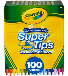 crayon super tips washable markers, assorted colors, 100 counts