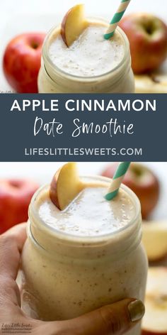 an apple cinnamon smoothie in a mason jar