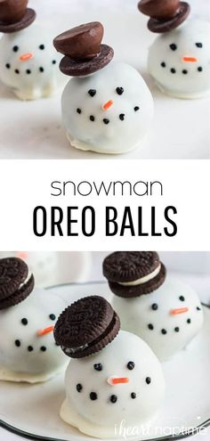 these snowman oreo balls are so cute and easy to make they look like they have