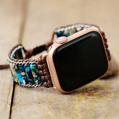 Apple Watch Band Blue Sky Apple Watch Bracelets, Trendy Watches, Bracelet Apple Watch, Apple Watch Faces, Jade Jewelry, Jasper Beads, Apple Watch Strap, Estilo Boho, Natural Brown